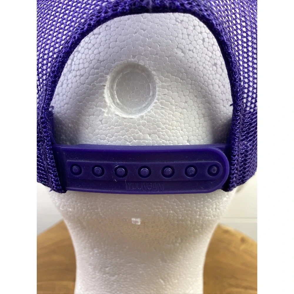 VTG YoungAn Trucker Hat Sz OS Purple Mesh Rope Snapback Baseball Cap NWOT 90s